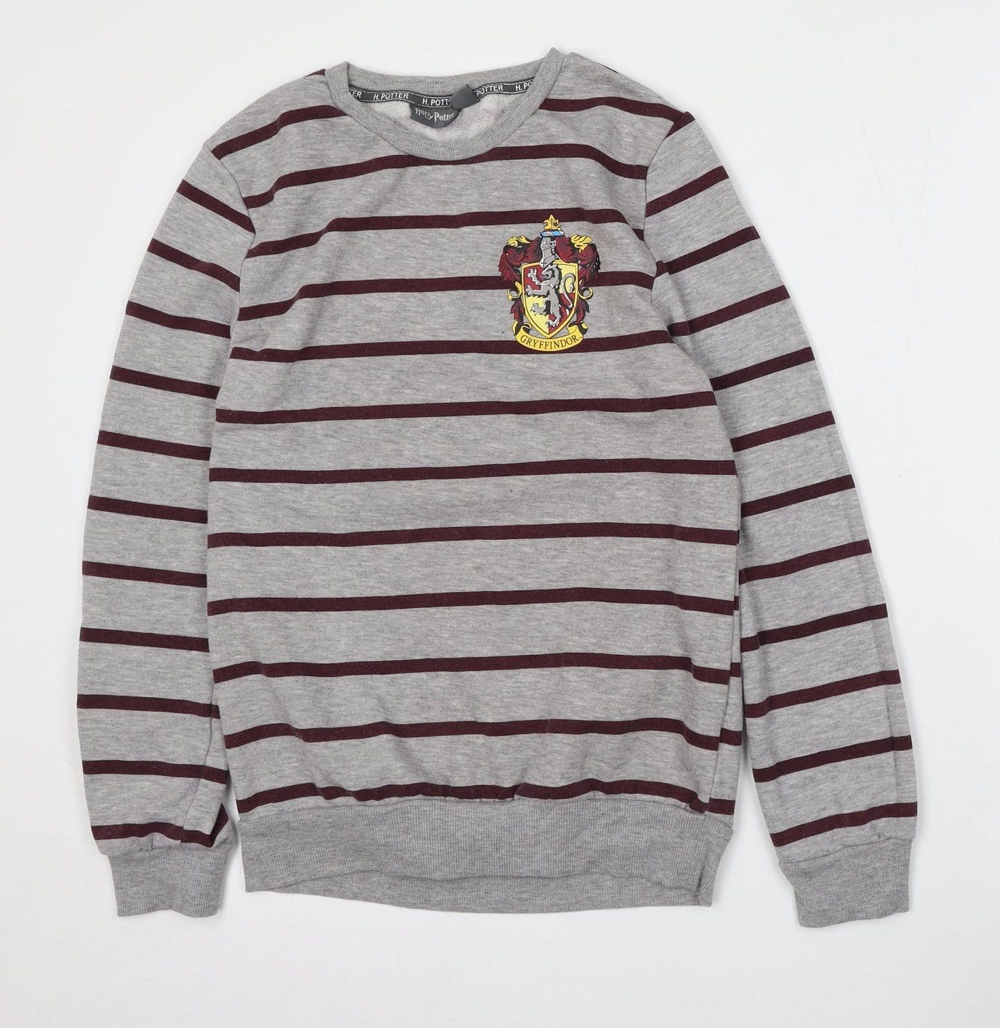 Primark Womens Grey Striped Polyester Pullover Sweatshirt Size 4