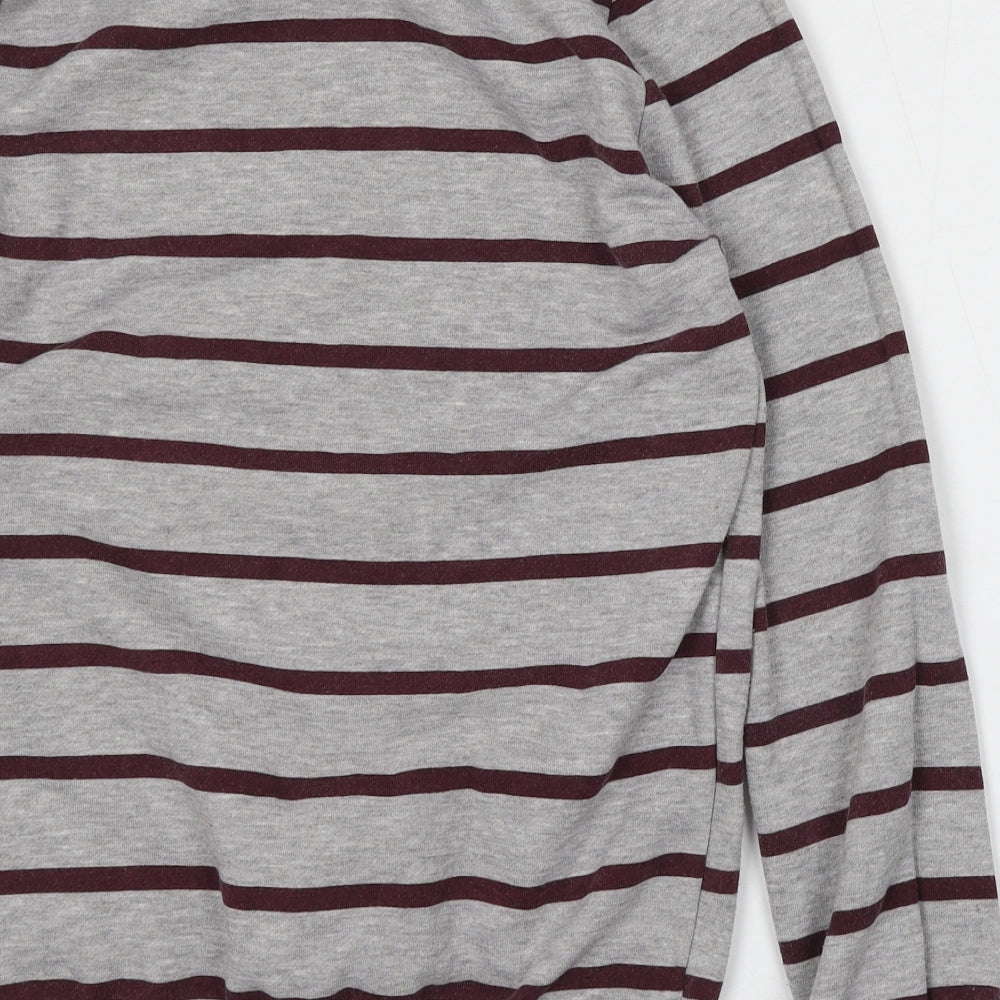 Primark Womens Grey Striped Polyester Pullover Sweatshirt Size 4