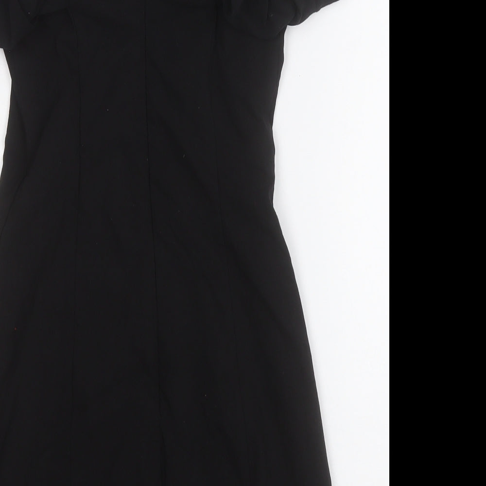 Stradivarius Womens Black  Cotton A-Line  Size S  Round Neck