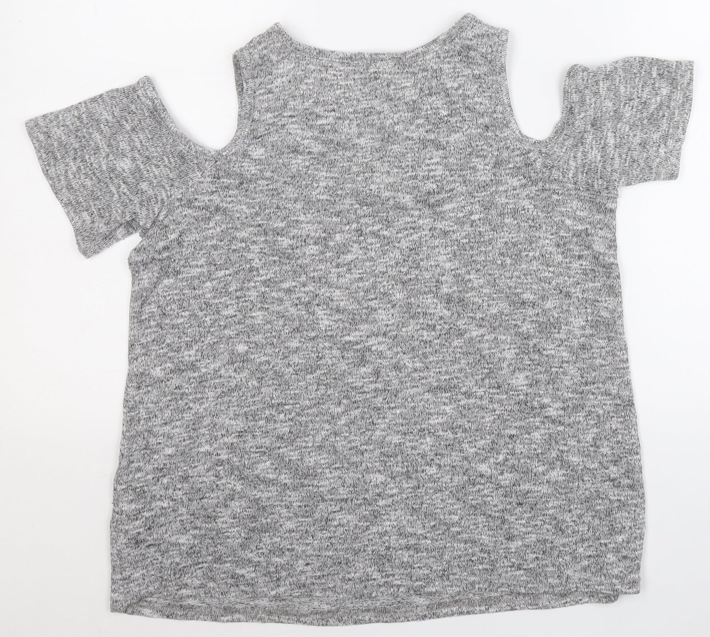 New Look Womens Grey  Polyester Basic T-Shirt Size 6 Round Neck