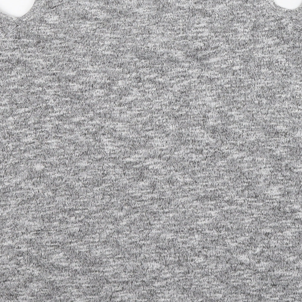 New Look Womens Grey  Polyester Basic T-Shirt Size 6 Round Neck