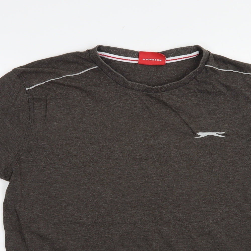 Slazenger Mens Brown  Cotton  T-Shirt Size S Crew Neck