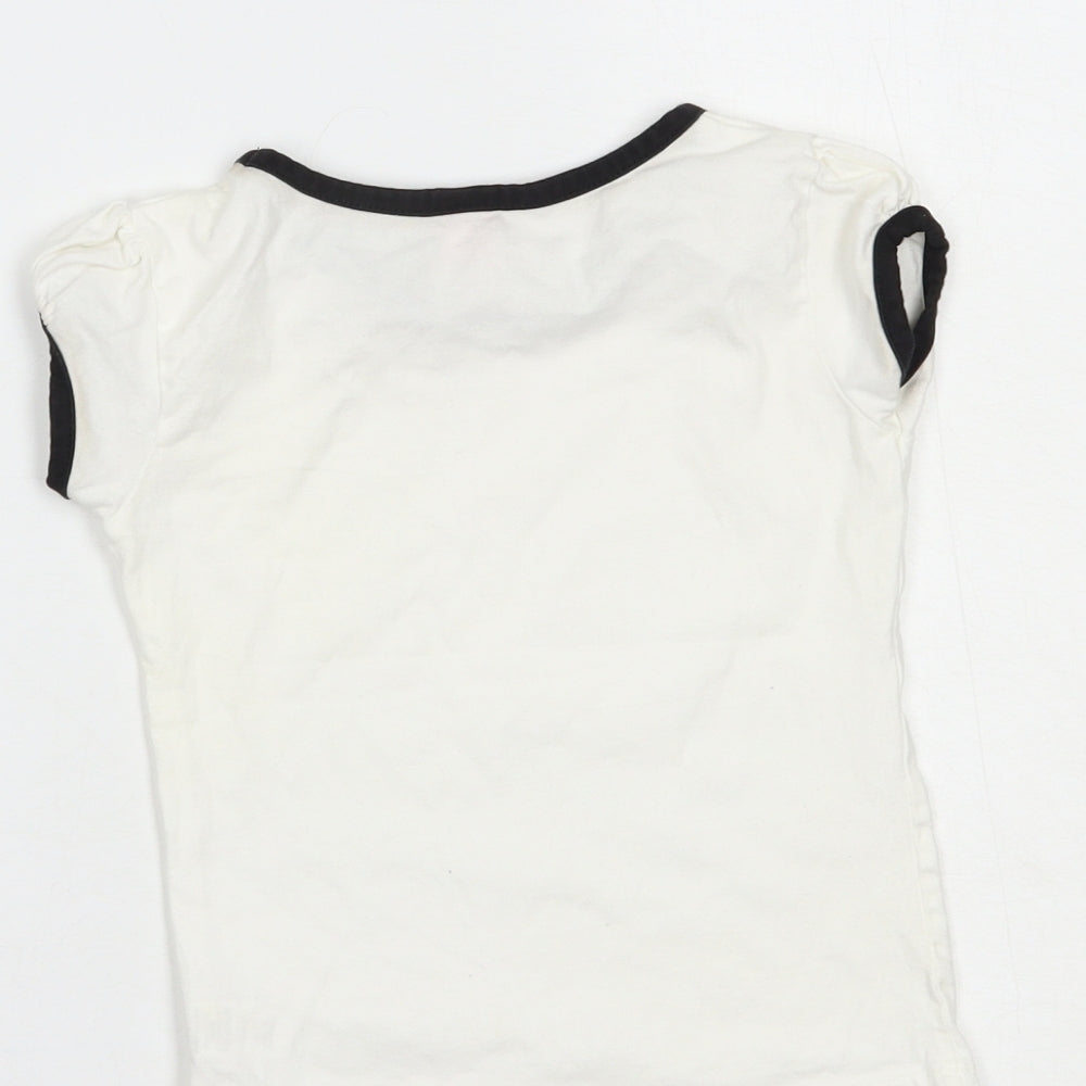 Adams Girls White  Cotton Basic T-Shirt Size 5 Years Boat Neck Pullover