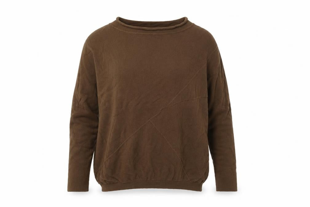 Label Lab Womens Brown Round Neck  Cotton Pullover Jumper Size 10