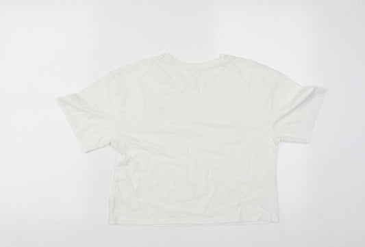 River Island Girls White  Cotton Cropped Casual Size 11-12 Years Round Neck