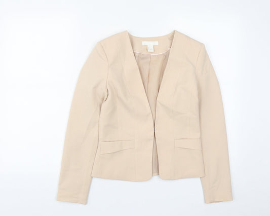 H&M Womens Beige   Jacket  Size 6  Hook & Eye