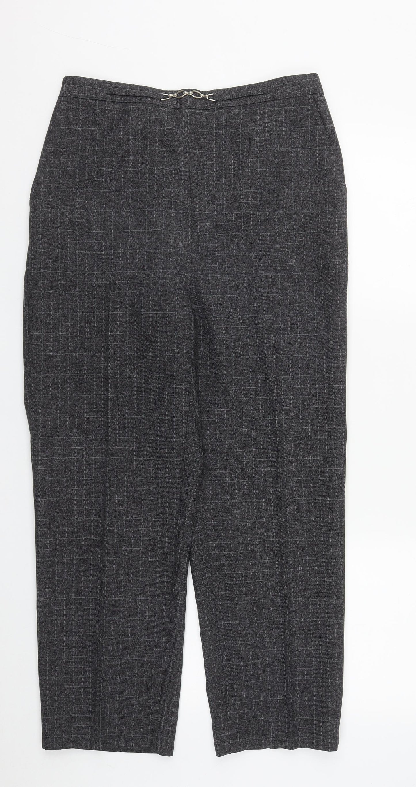 EWM Womens Grey Plaid Polyester Trousers  Size 12 L25 in Regular
