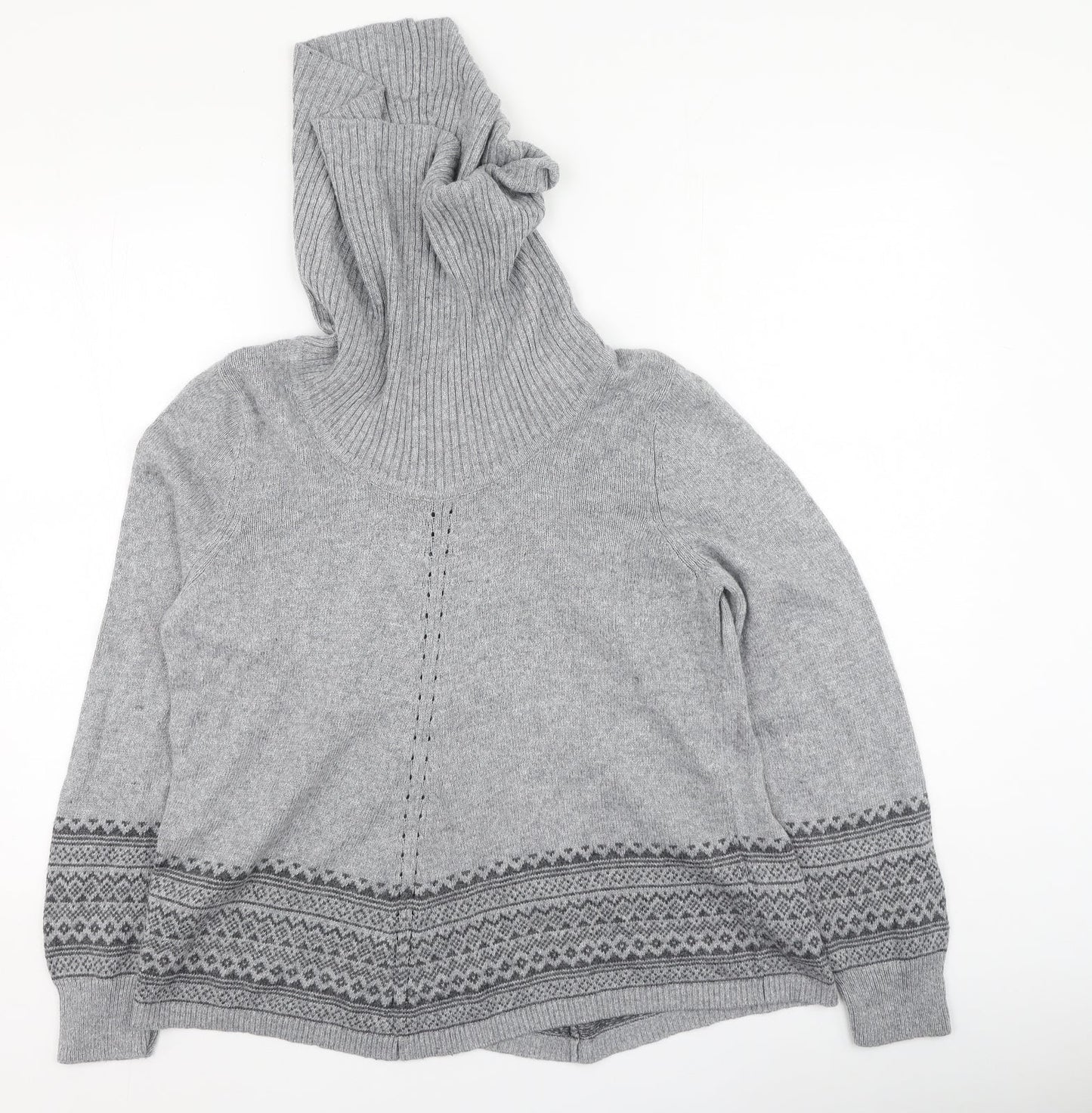 BHS Womens Grey High Neck Geometric Viscose Pullover Jumper Size 16