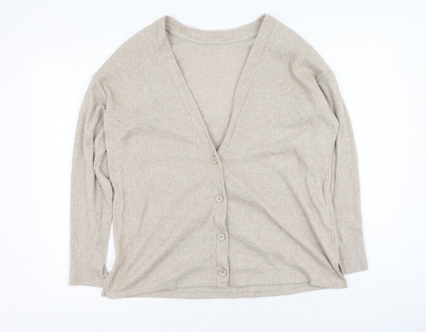 Pep&co  Womens Brown V-Neck  Polyester Cardigan Jumper Size 8