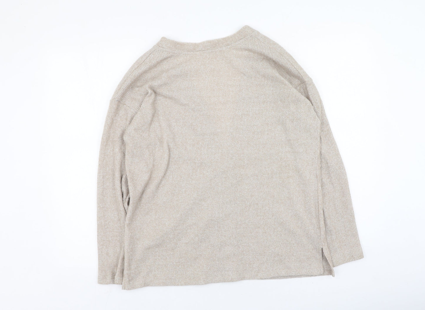 Pep&co  Womens Brown V-Neck  Polyester Cardigan Jumper Size 8