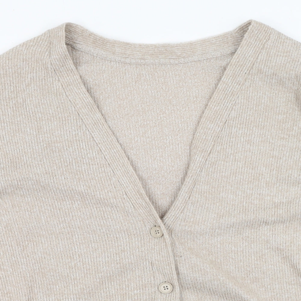 Pep&co  Womens Brown V-Neck  Polyester Cardigan Jumper Size 8