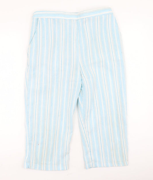 Dixie Womens Blue Striped Polyester Trousers  Size 14 L20 in Regular