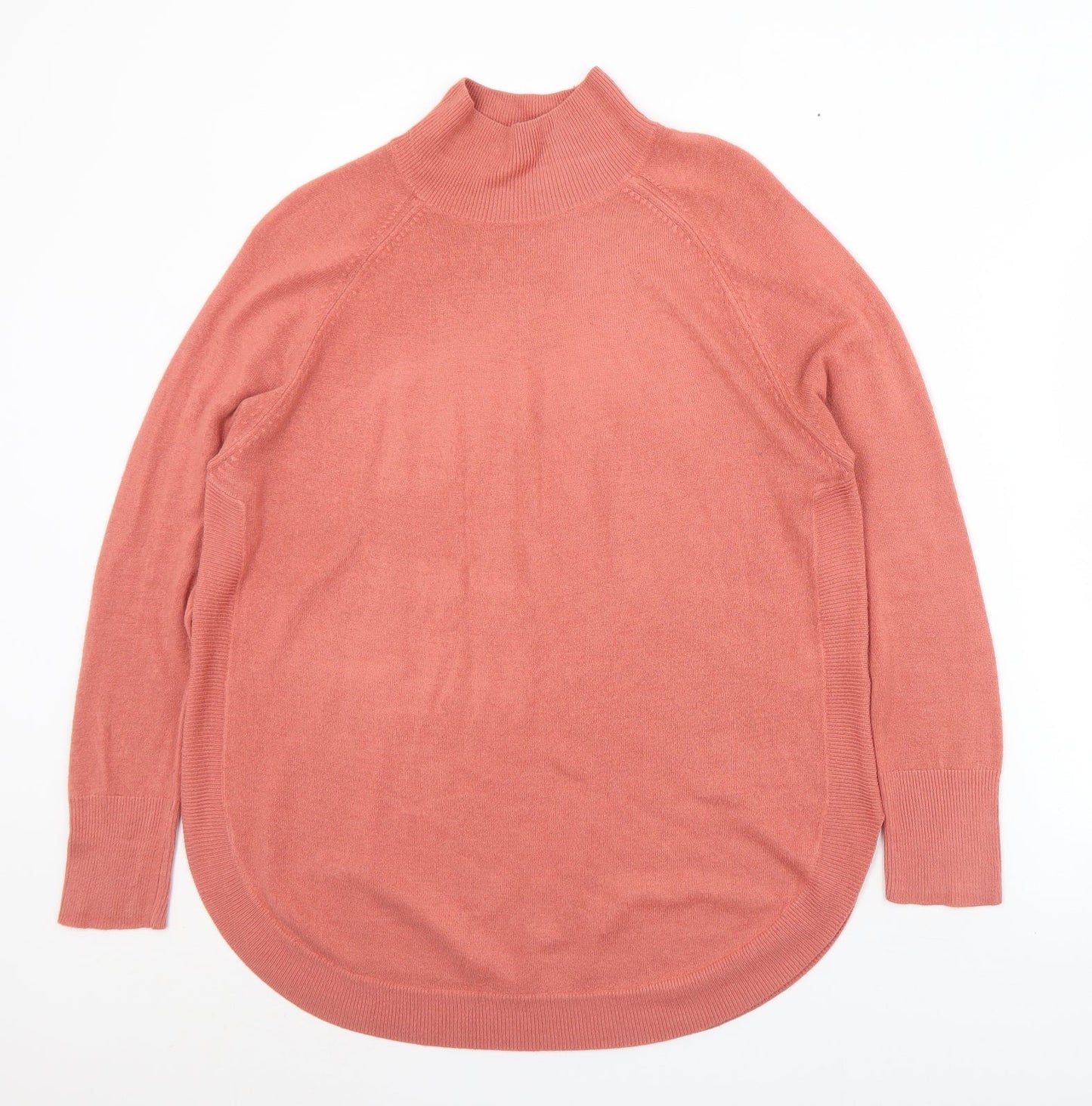 Marks and Spencer Womens Pink Mock Neck  Acrylic Pullover Jumper Size M