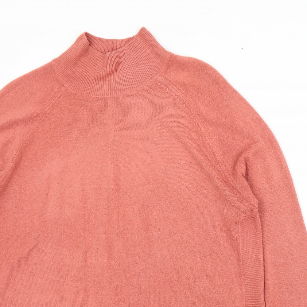 Marks and Spencer Womens Pink Mock Neck  Acrylic Pullover Jumper Size M