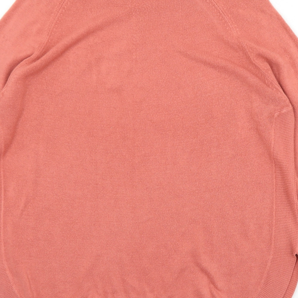 Marks and Spencer Womens Pink Mock Neck  Acrylic Pullover Jumper Size M