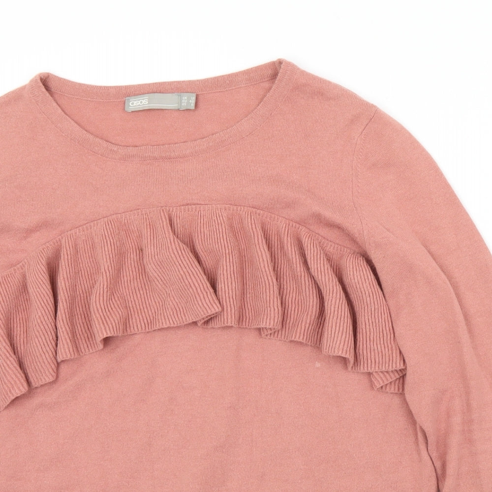 ASOS Womens Pink Round Neck  Cotton Pullover Jumper Size 12