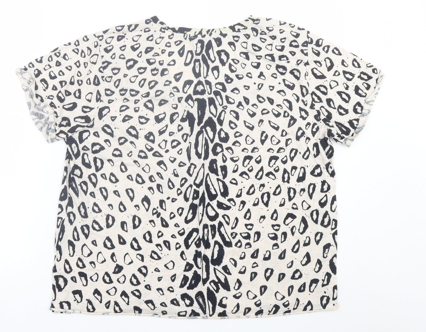 Scotch & Soda Womens Beige Animal Print Cotton Basic T-Shirt Size S V-Neck