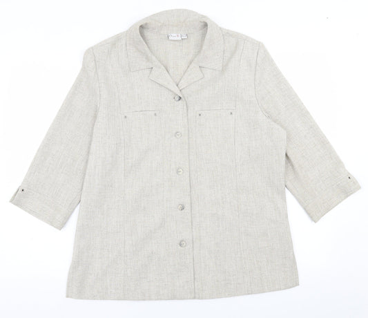 Oscar B. Womens Beige   Jacket Blazer Size 16  Button