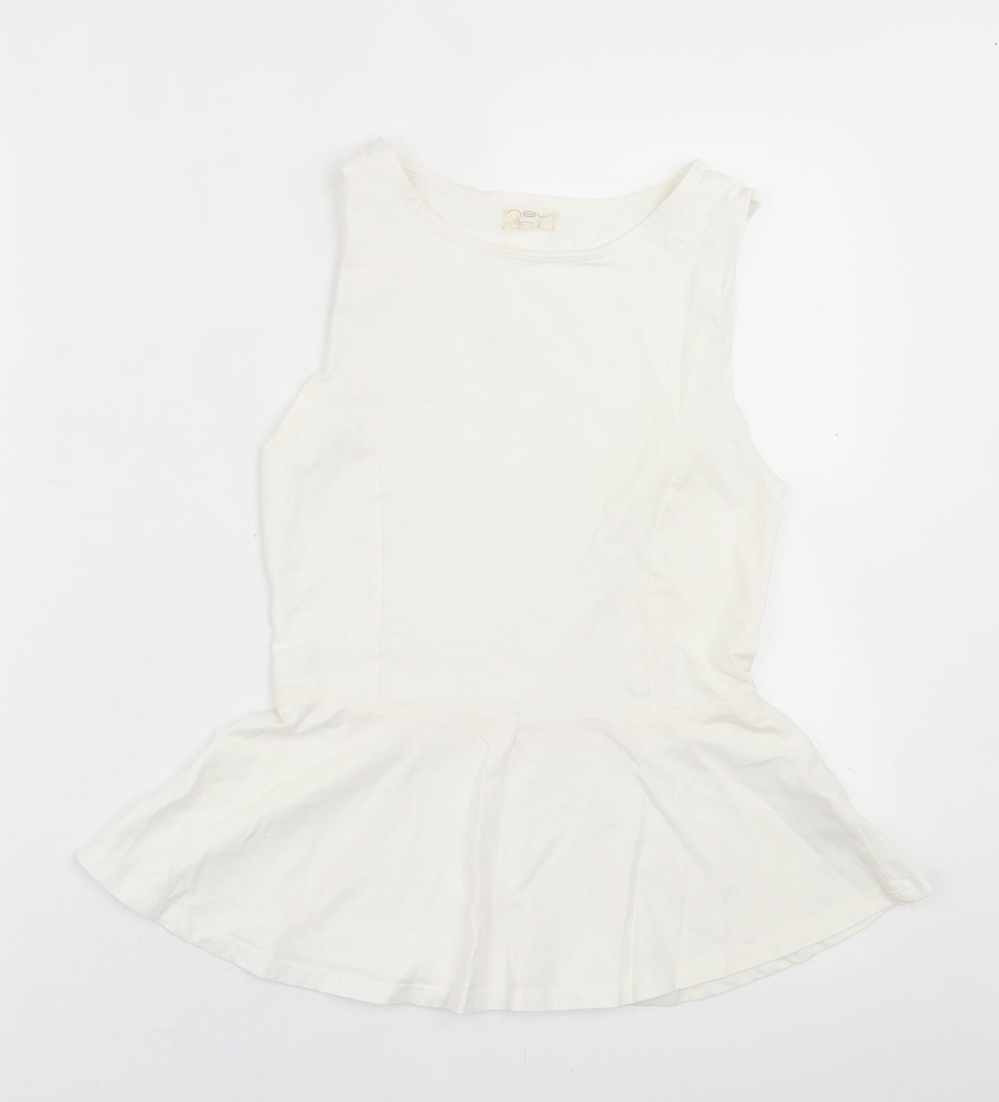 New Look Womens White  Cotton Basic Tank Size 10 Crew Neck