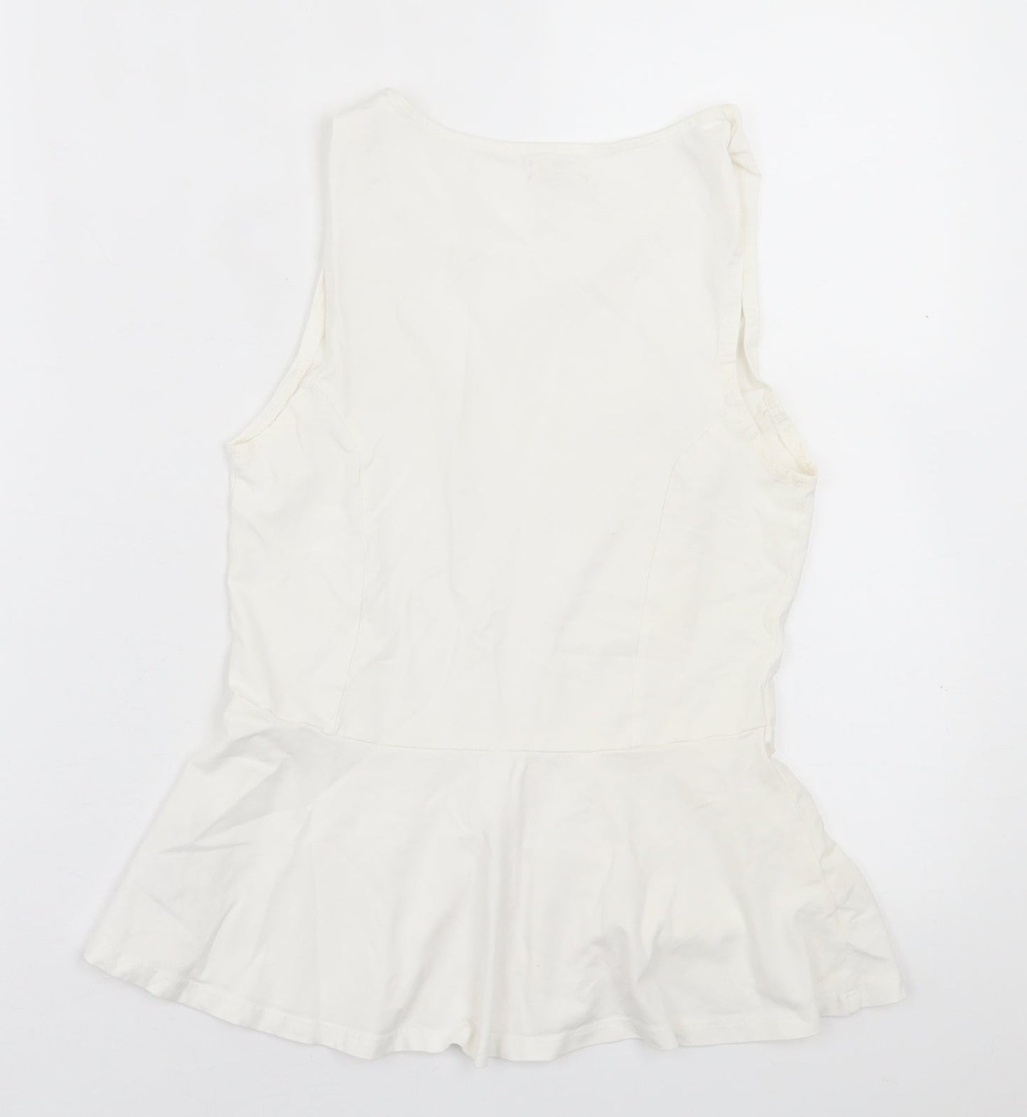 New Look Womens White  Cotton Basic Tank Size 10 Crew Neck