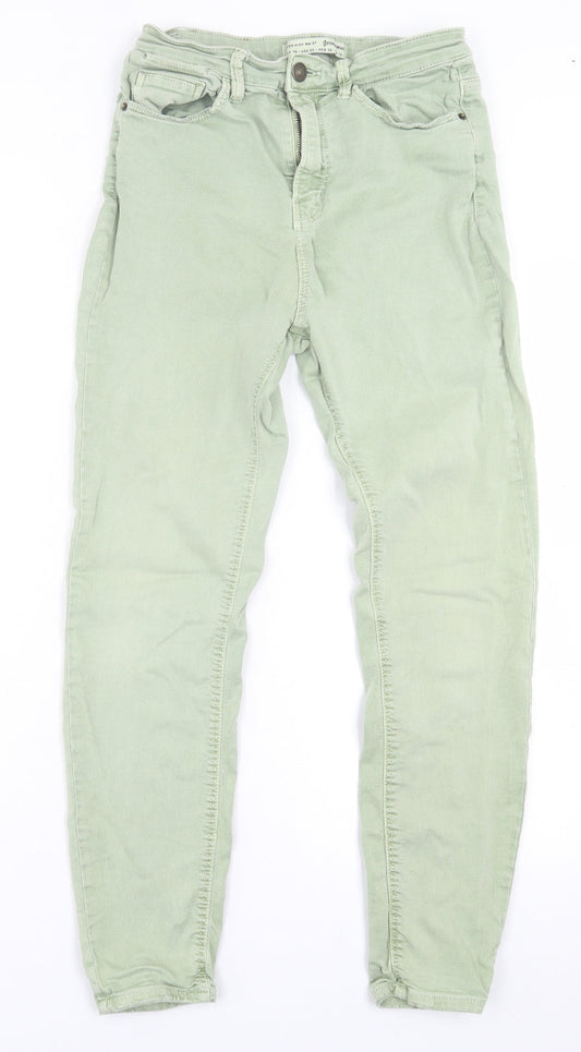 Stradivarius Womens Green  Cotton Straight Jeans Size 10 L27 in Regular Button