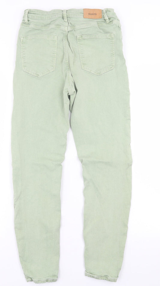 Stradivarius Womens Green  Cotton Straight Jeans Size 10 L27 in Regular Button