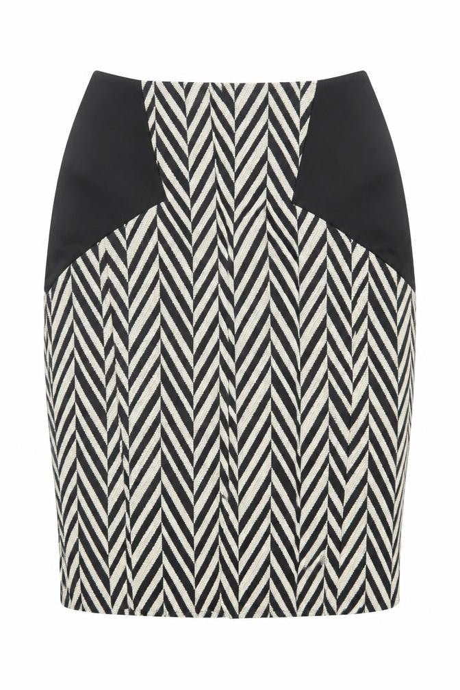Angl Womens Beige Geometric Cotton A-Line Skirt Size S   Zip