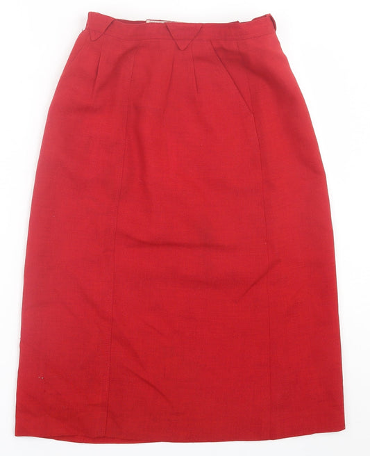 Paul Costelloe Womens Red  Polyester A-Line Skirt Size 8   Button