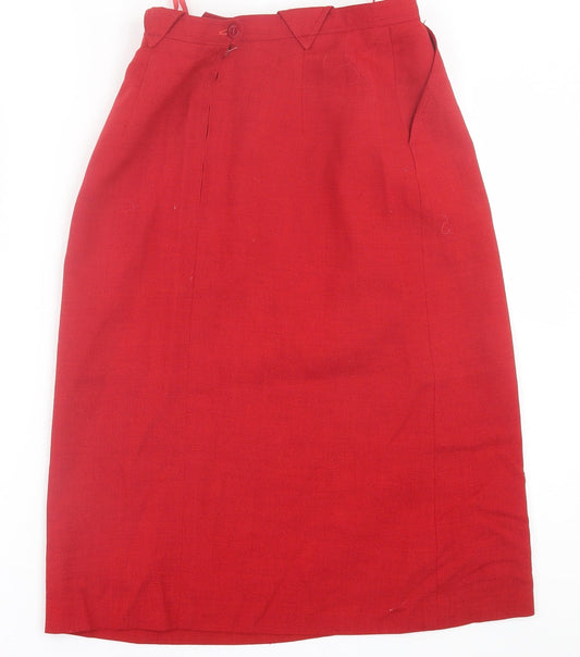Paul Costelloe Womens Red  Polyester A-Line Skirt Size 8   Button
