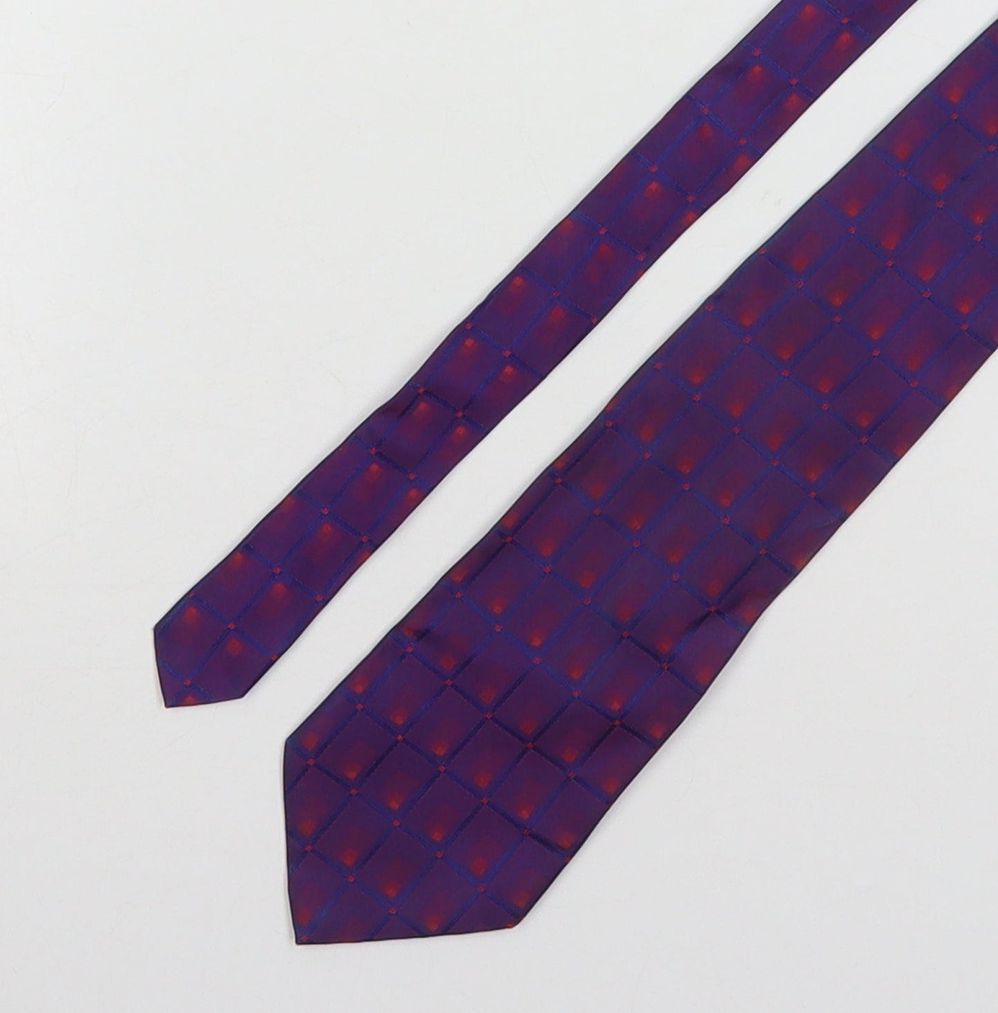 David Moss Mens Purple Plaids & Checks Silk Pointed Tie One Size