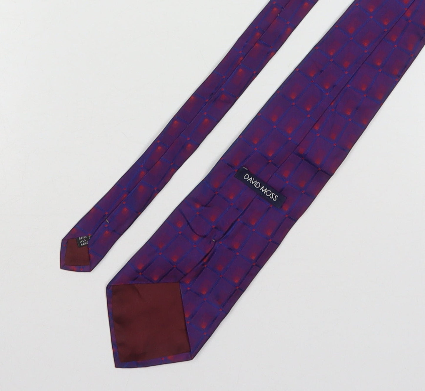 David Moss Mens Purple Plaids & Checks Silk Pointed Tie One Size