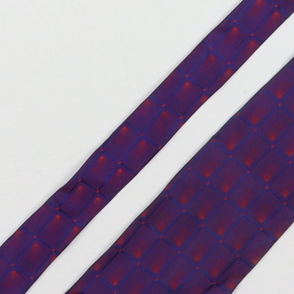 David Moss Mens Purple Plaids & Checks Silk Pointed Tie One Size