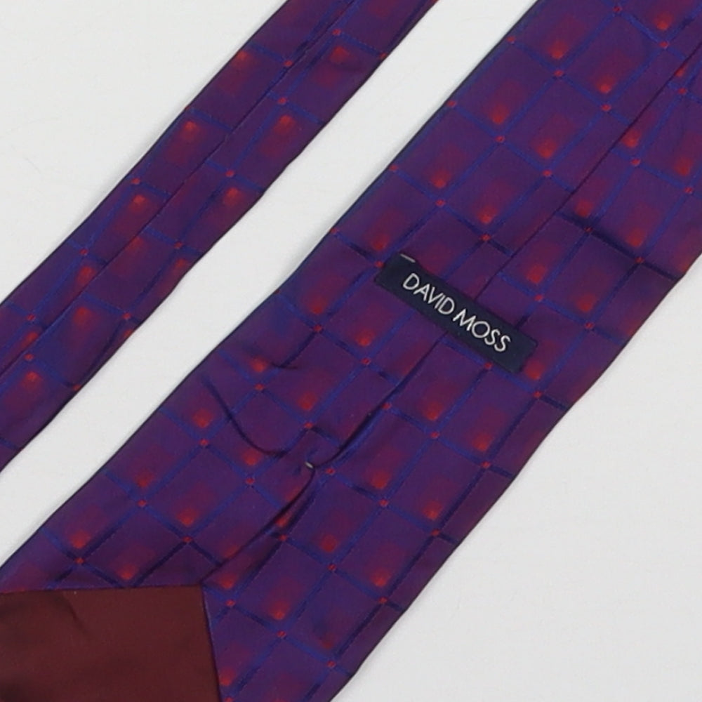 David Moss Mens Purple Plaids & Checks Silk Pointed Tie One Size