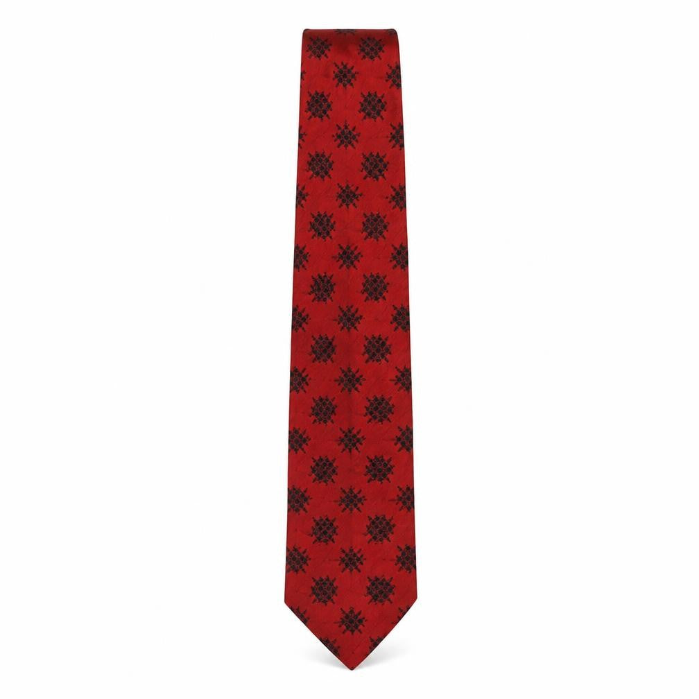 Piscador Mens Red Geometric Silk Pointed Tie One Size