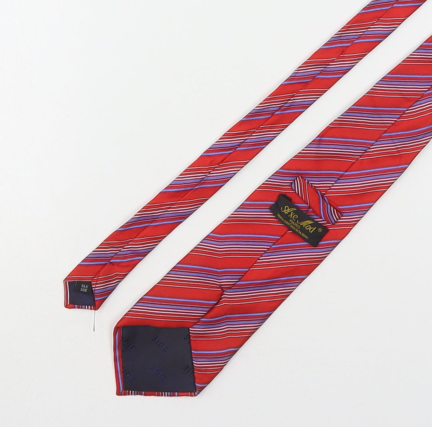 Axe Mod Mens Multicoloured Striped Silk Pointed Tie One Size