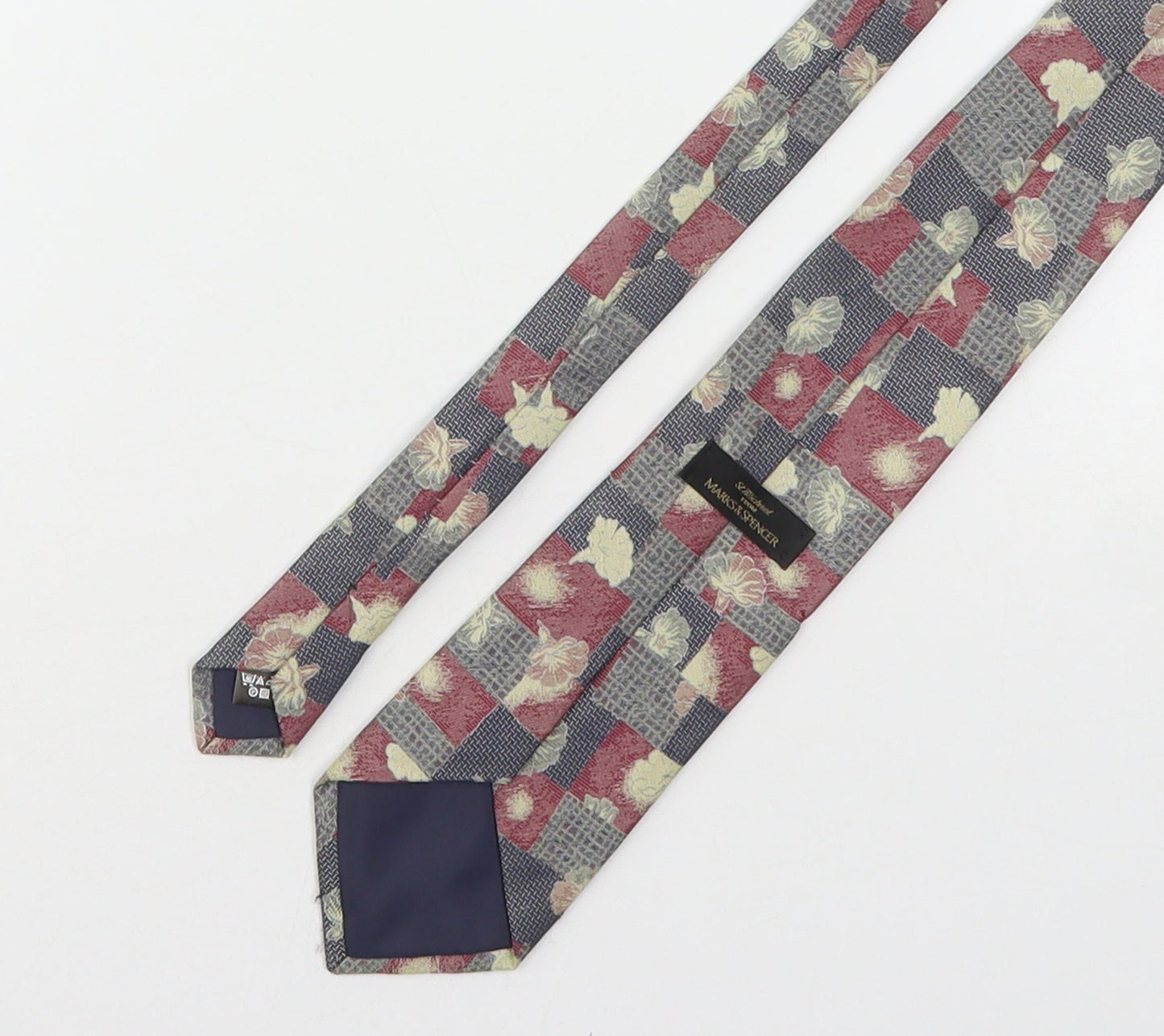 Marks and Spencer Mens Multicoloured Plaids & Checks Polyester Pointed Tie One Size