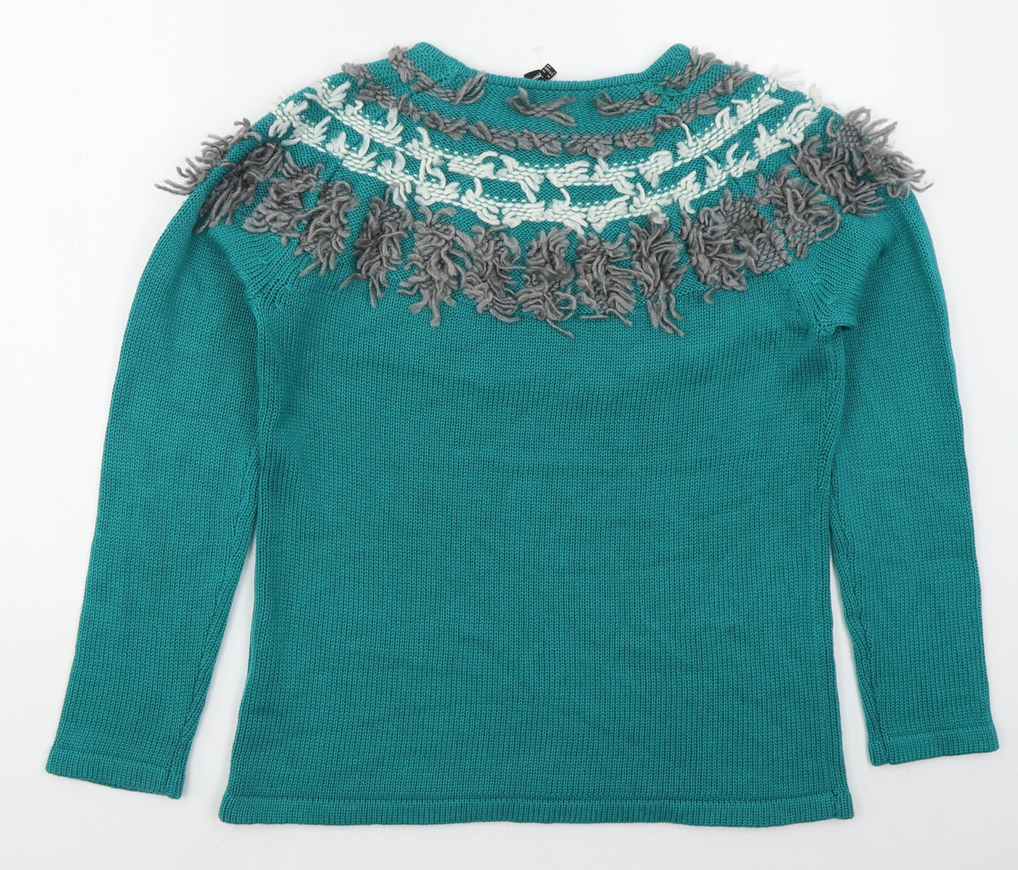 Eureca Womens Green Crew Neck  Acrylic Pullover Jumper Size 14