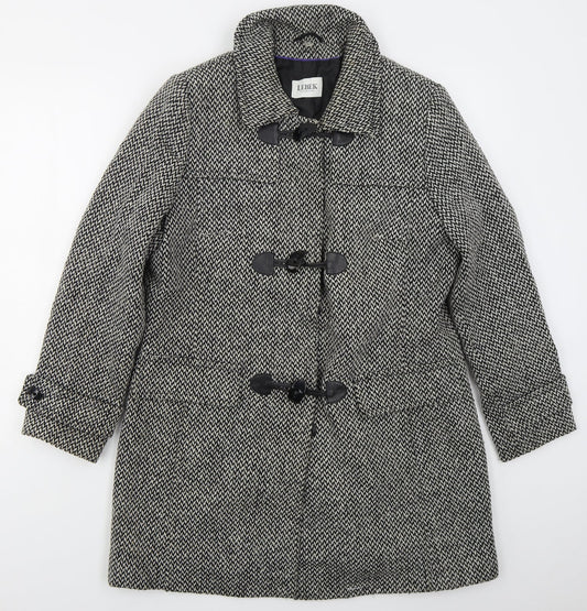 Lebek Womens Grey Herringbone  Pea Coat Coat Size 14  Button