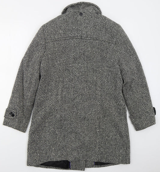 Lebek Womens Grey Herringbone  Pea Coat Coat Size 14  Button