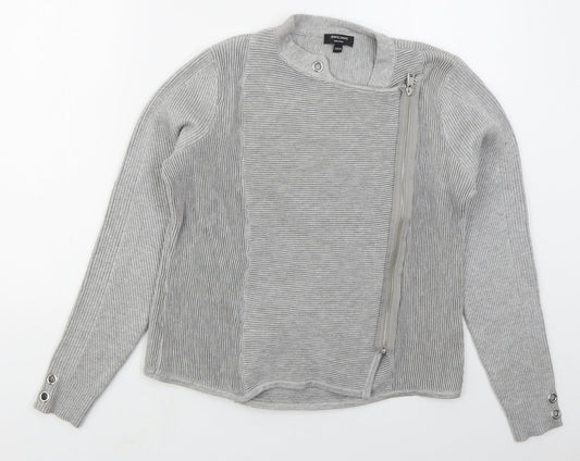 JD Williams Womens Grey Round Neck  Viscose Full Zip Jumper Size 12
