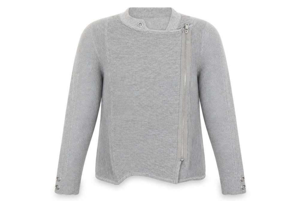 Womens UK 12 Regular JD Williams Grey Full Zip Tight-Knit