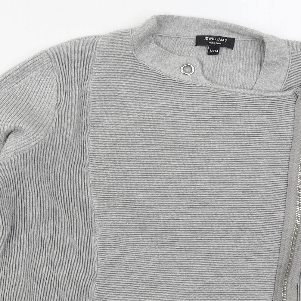 JD Williams Womens Grey Round Neck  Viscose Full Zip Jumper Size 12