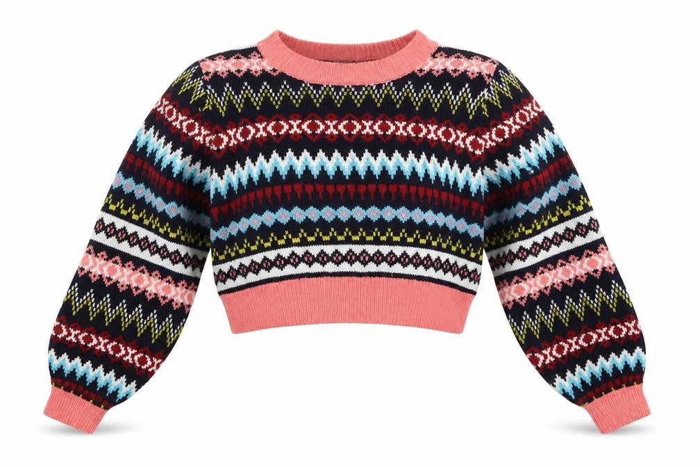Missguided Womens Pink Crew Neck Geometric Acrylic Pullover Jumper Size S   - Blue