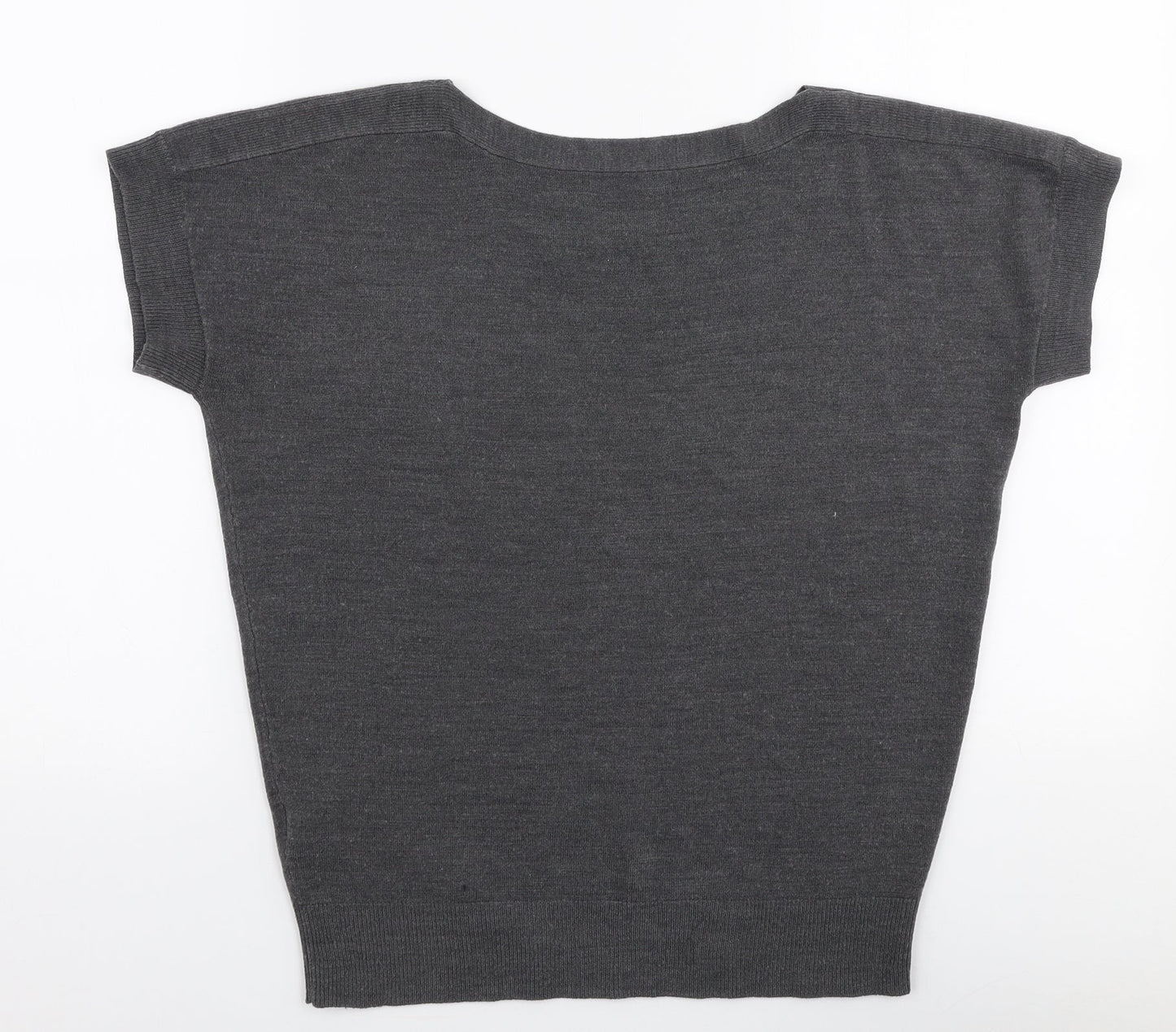 Marks and Spencer Womens Grey Boat Neck  Acrylic Pullover Jumper Size 8