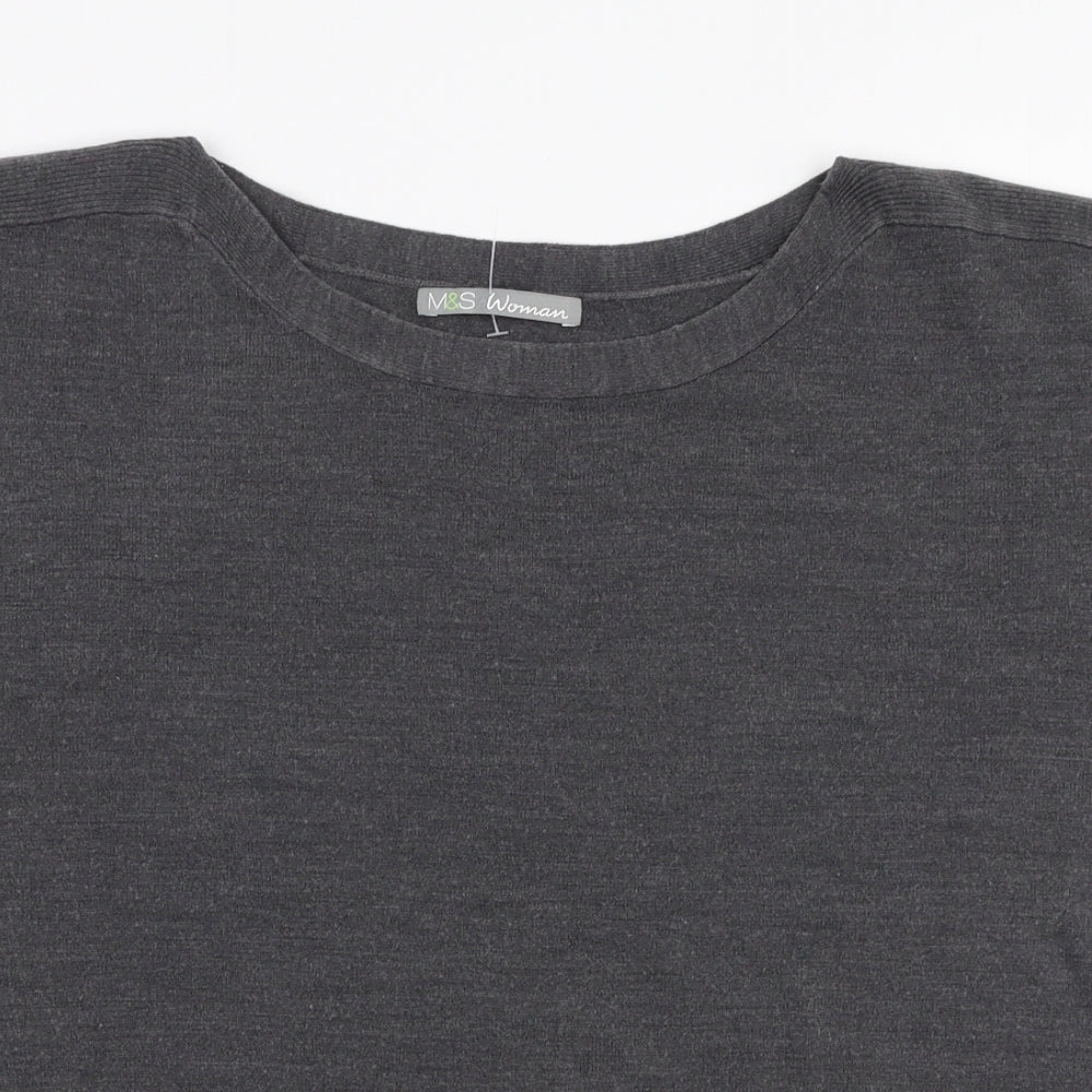 Marks and Spencer Womens Grey Boat Neck  Acrylic Pullover Jumper Size 8
