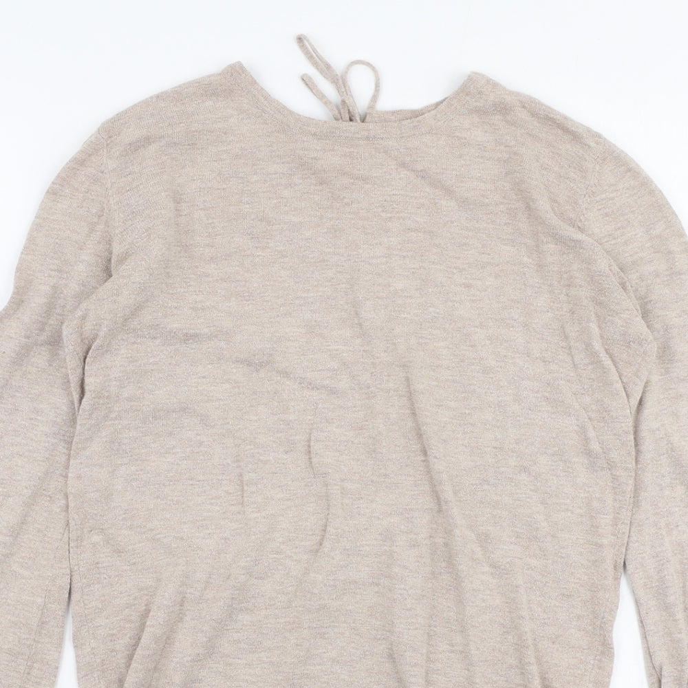 NEXT Womens Beige Round Neck  Cotton Pullover Jumper Size 8