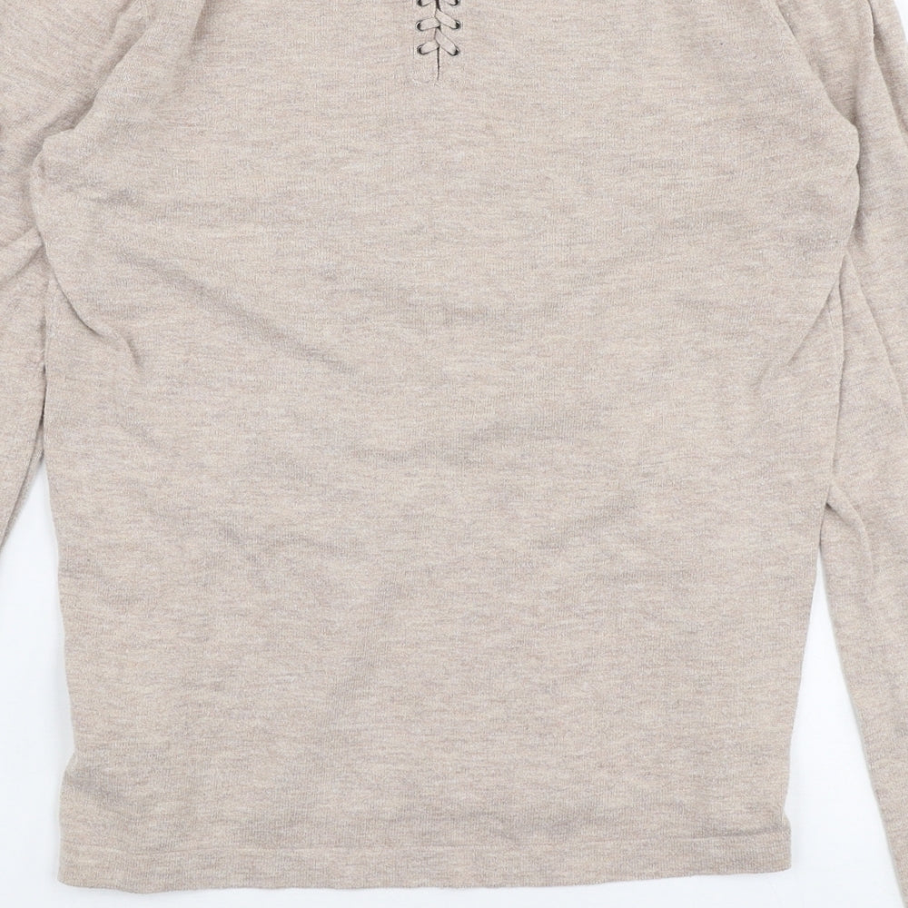 NEXT Womens Beige Round Neck  Cotton Pullover Jumper Size 8