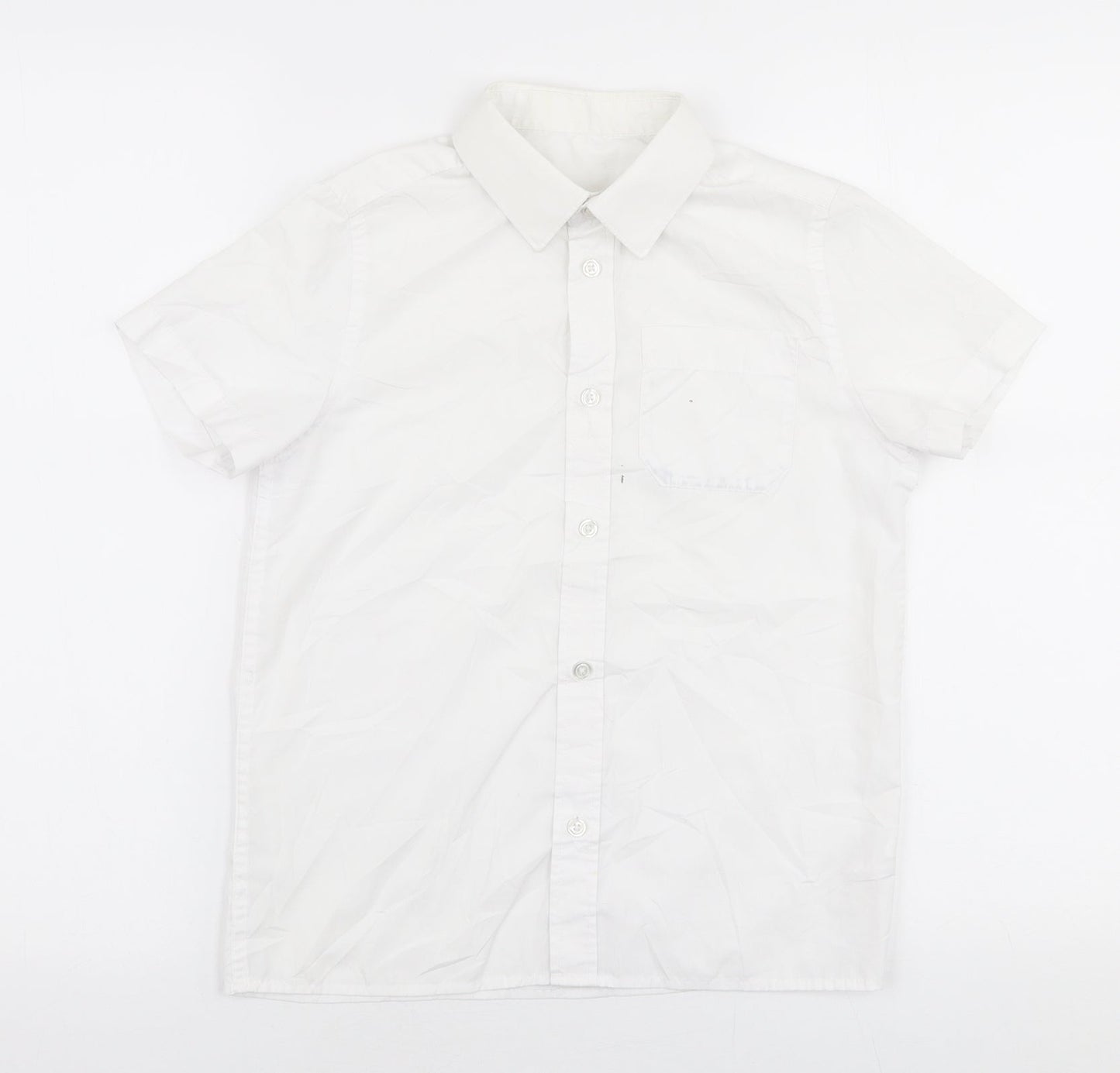 F&F Boys White  Polyester Basic Button-Up Size 9-10 Years Collared Button
