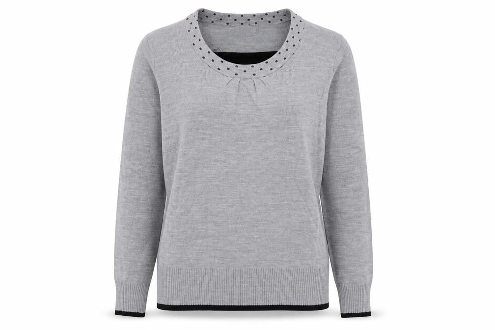 Ann Marie Womens Grey Round Neck  Acrylic Pullover Jumper Size M