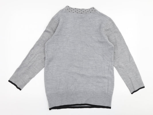 Ann Marie Womens Grey Round Neck  Acrylic Pullover Jumper Size M